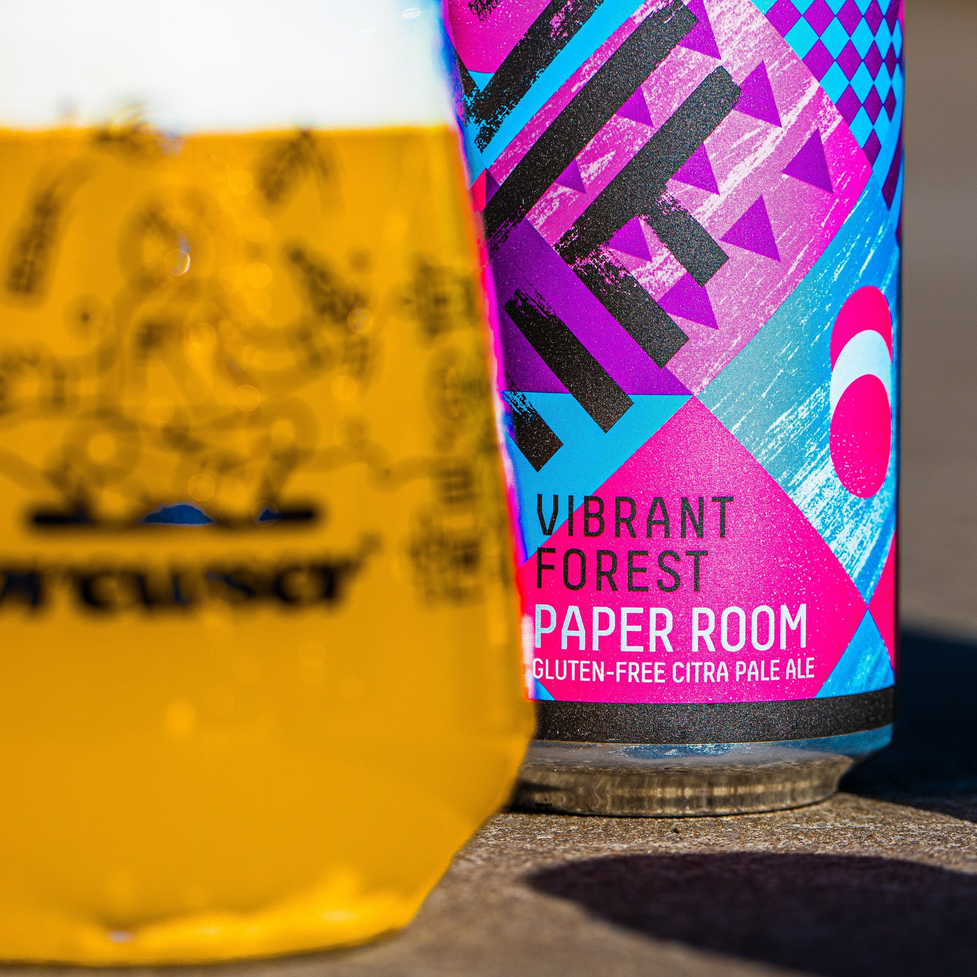 Vibrant Forest Paper Room Gluten-Free Citra Pale Ale can with poured glass, Brewser craft beer subscription