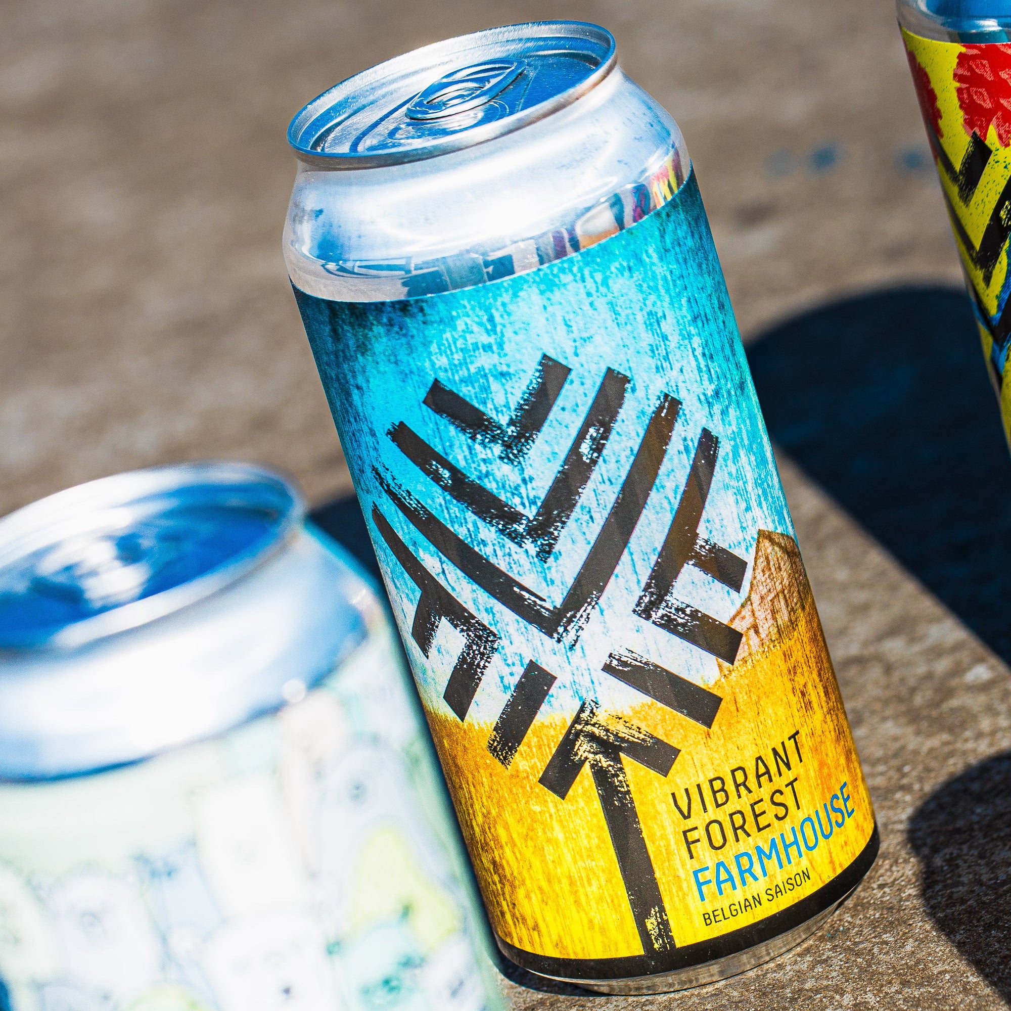 Vibrant Forest Farmhouse Belgian Saison cans, featured in a Brewser craft beer subscription box