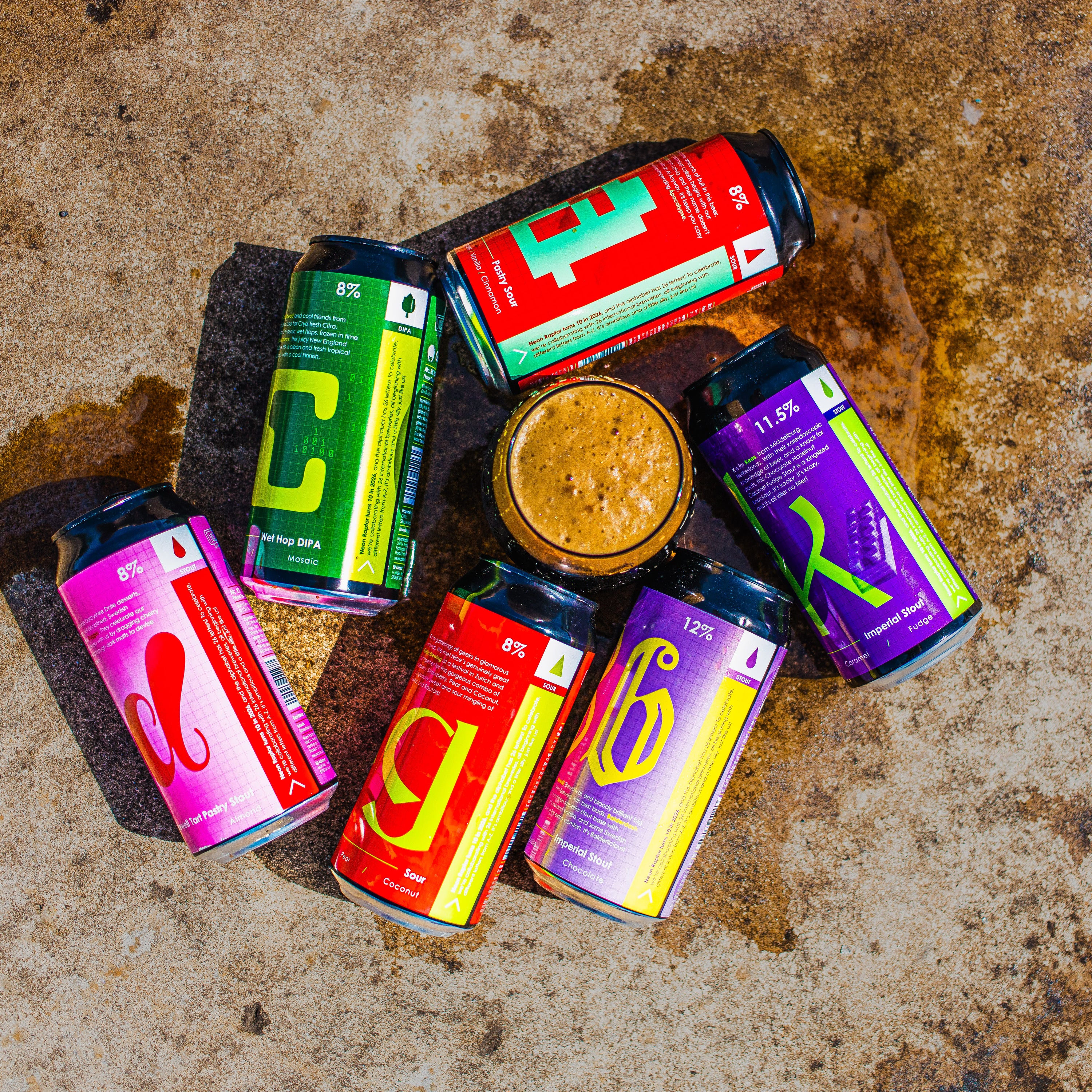 Neon Raptor Brewing Co can range including Wet Hop DIPA, Imperial Stout and Pastry Sour, Brewser craft beer subscription
