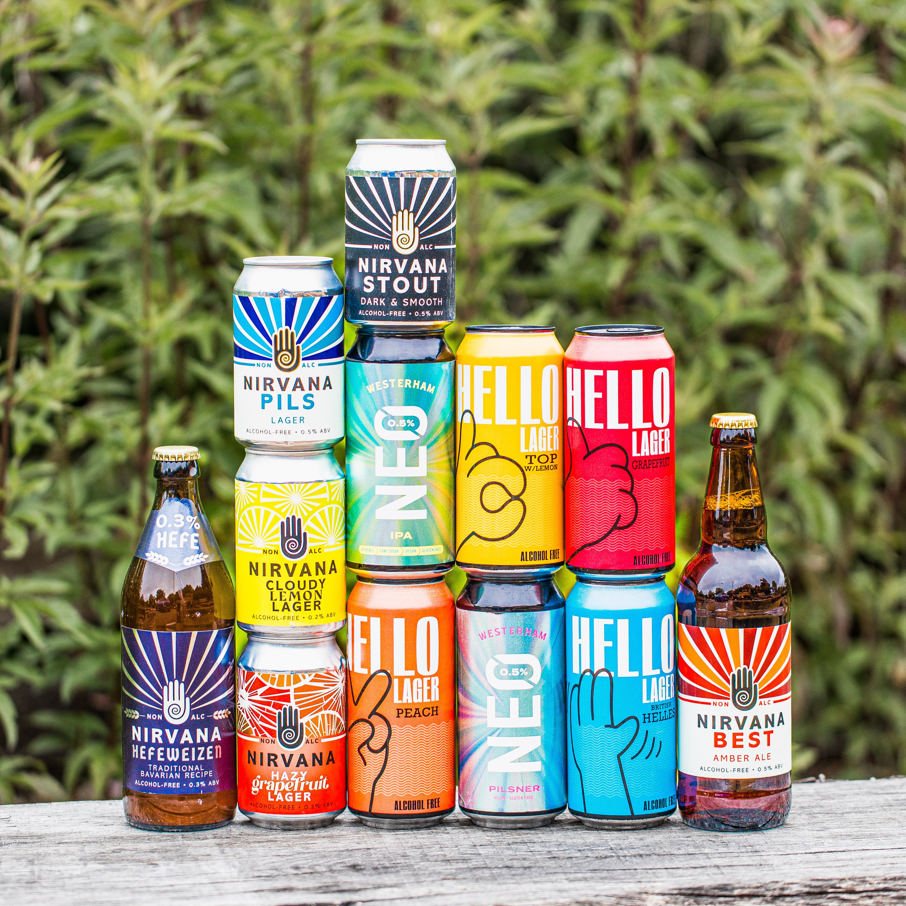 Nirvana Brewery alcohol-free can and bottle lineup, available in a Brewser alcohol-free subscription box