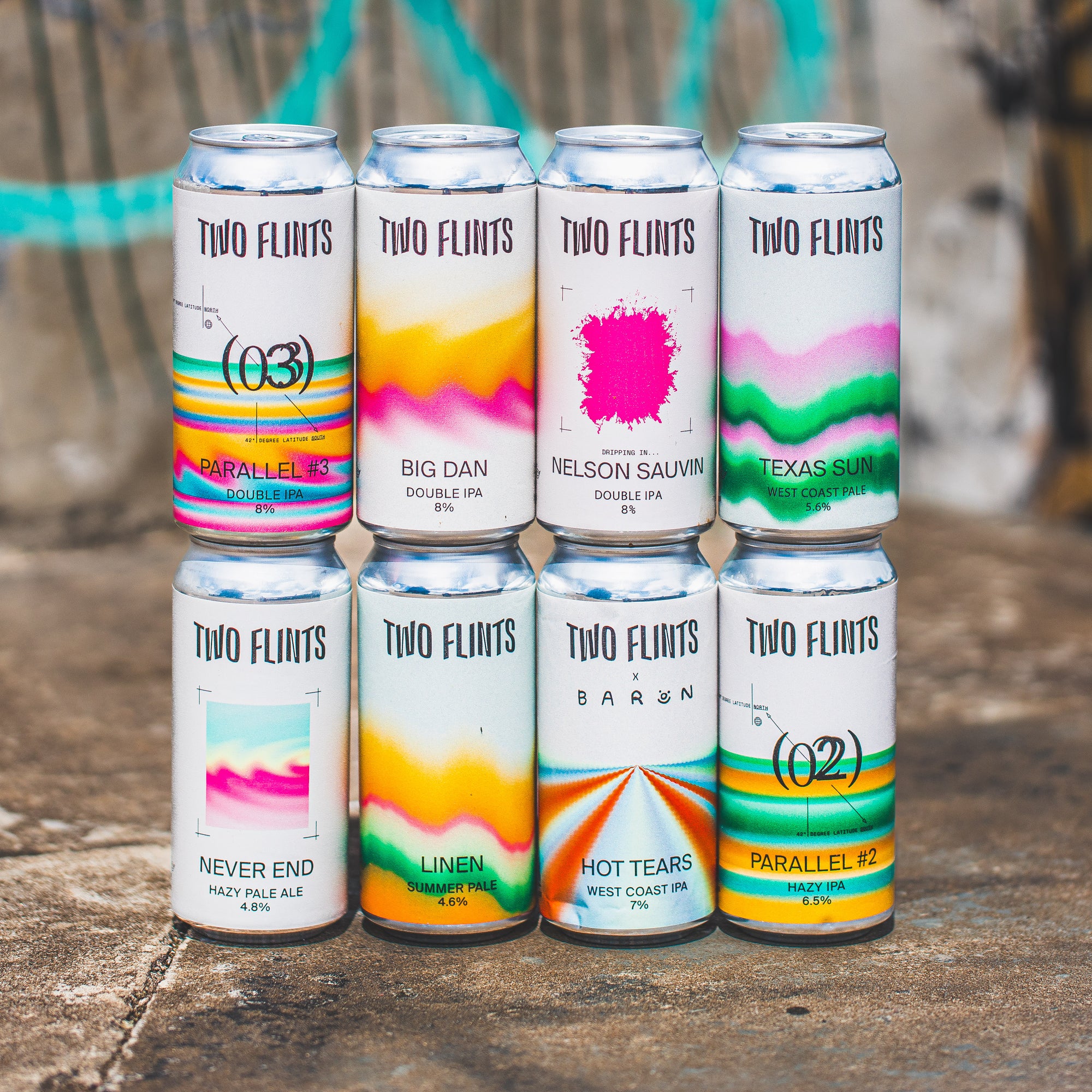 Two Flints Brewery full can range including Big Dan and Never End Hazy Pale Ale, Brewser craft beer subscription box