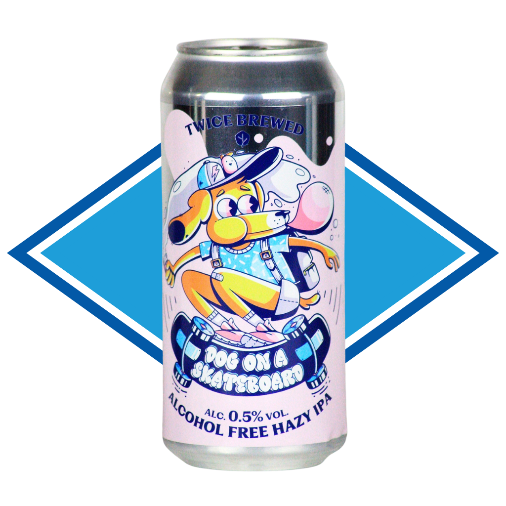 Twice Brewed Dog on a Skateboard