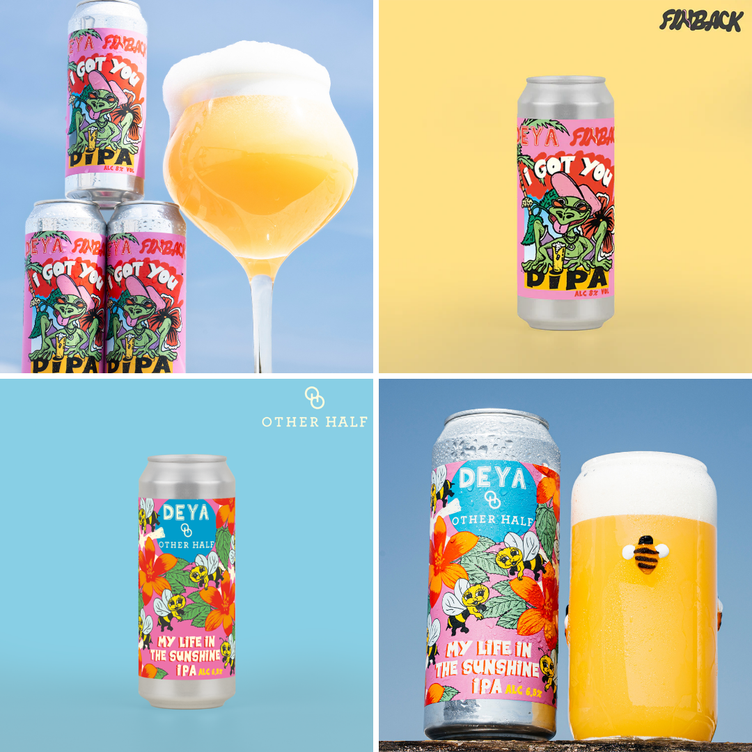DEYA collab can collage with Finback I Got You DIPA and Other Half My Life In The Sunshine IPA, Brewser subscription