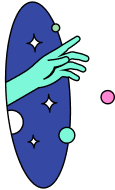 An alien reaching a hand out of a portal